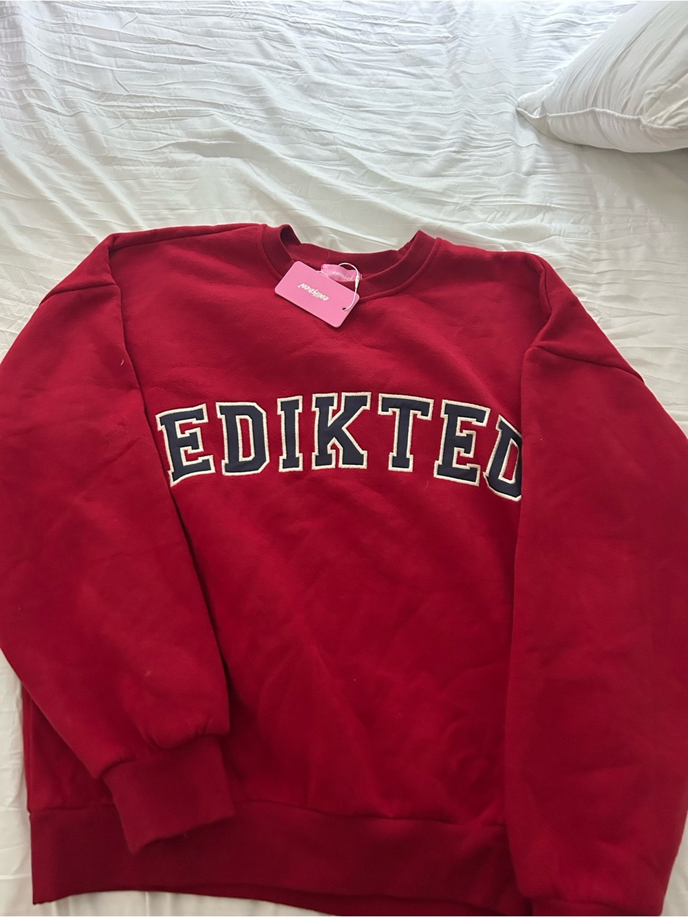 Edikted Red Collegiate Crewneck Sweatshirt - Picture 2 of 5